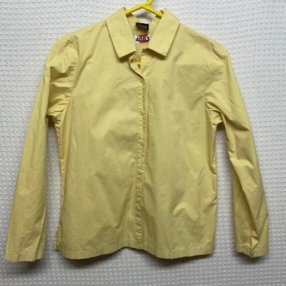 Eileen Fisher Yellow Pastel Button Up Blouse Shirt Women M China 100% Cotton
